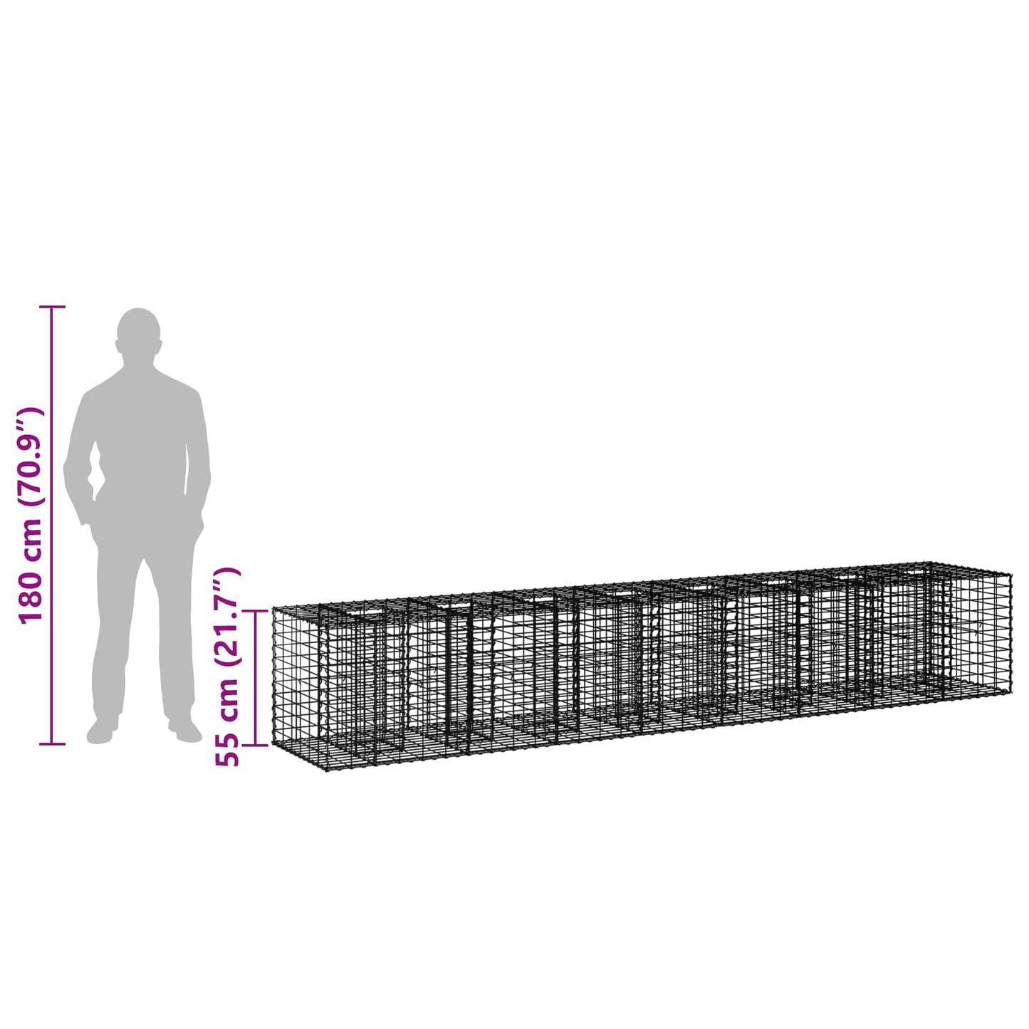 Gabion Raised Bed 2 pcs 340 x 60 x 55 cm Galvanised Steel