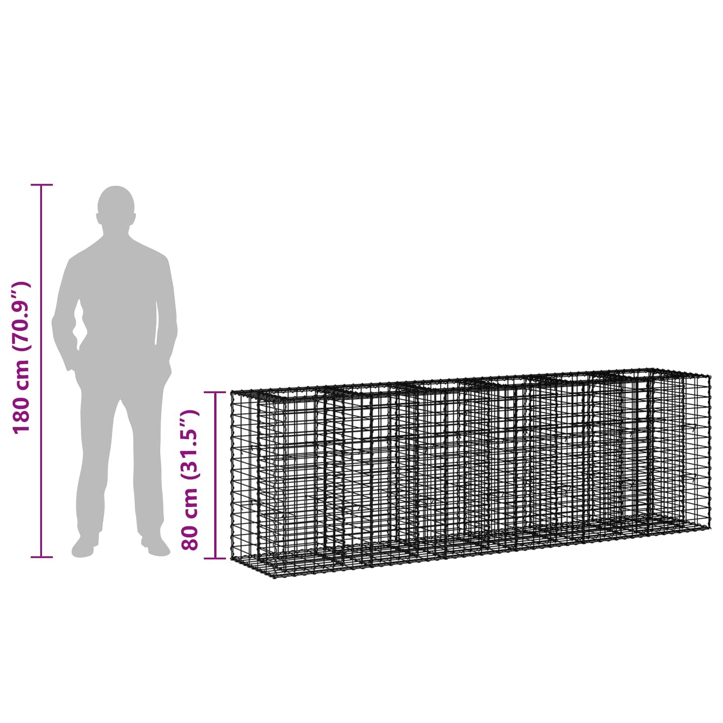 Gabion Raised Bed 2 pcs 250 x 50 x 80 cm Galvanised Steel