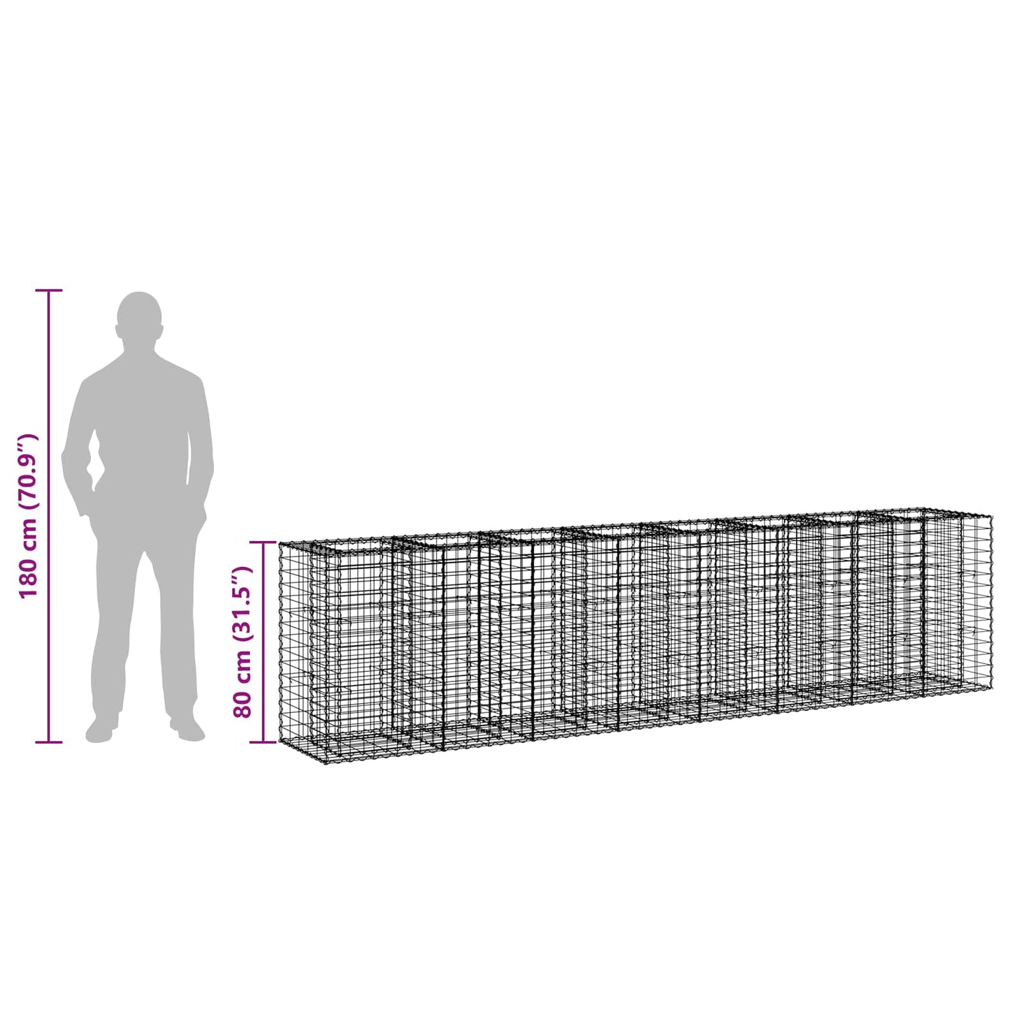 Gabion Raised Bed 2 pcs 330 x 50 x 80 cm Galvanised Steel