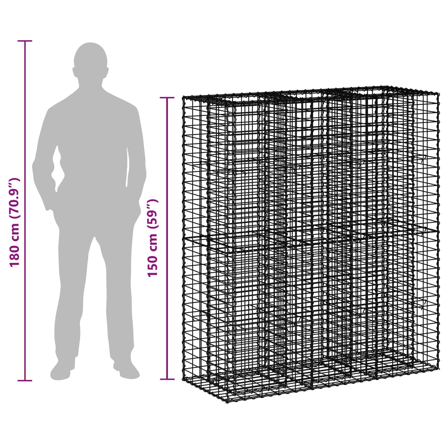 Gabion Raised Bed 2 pcs 130 x 50 x 150 cm Galvanised Steel