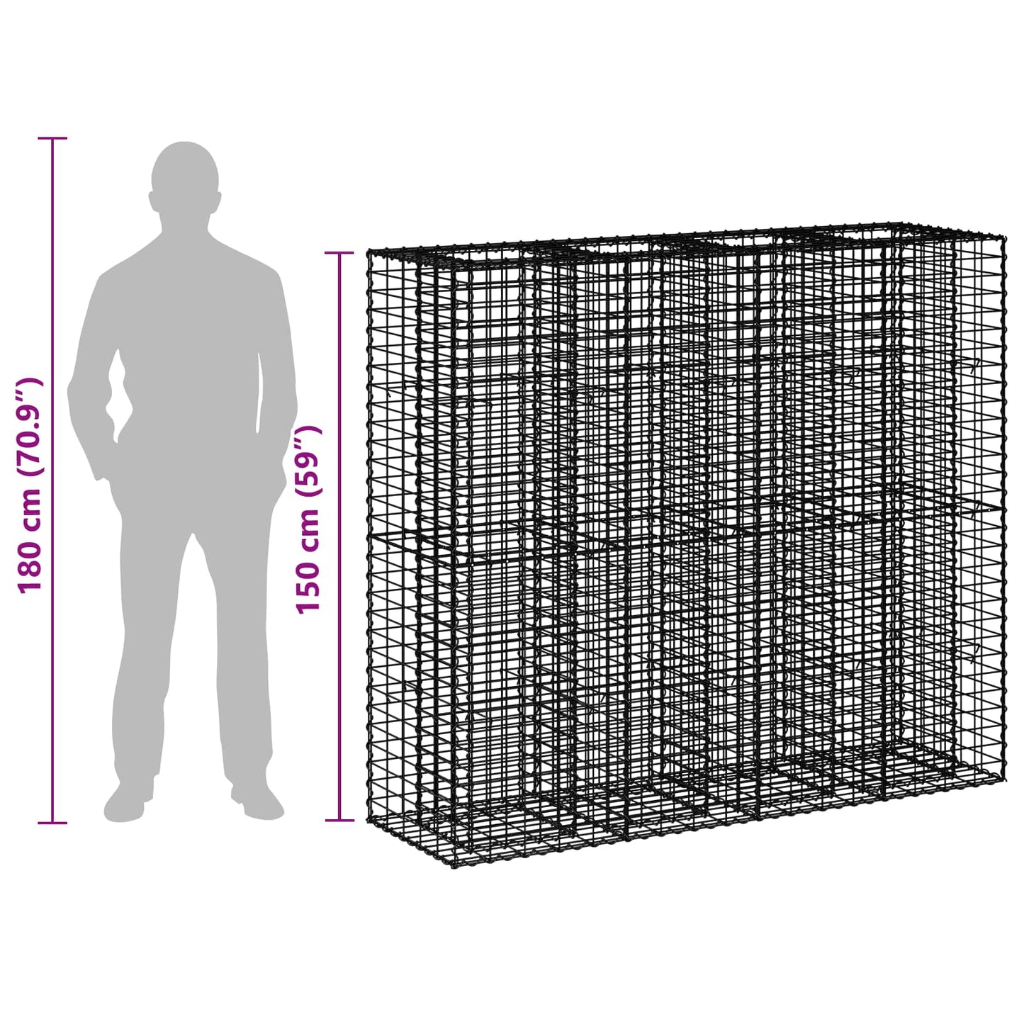 Gabion Raised Bed 2 pcs 170 x 50 x 150 cm Galvanised Steel
