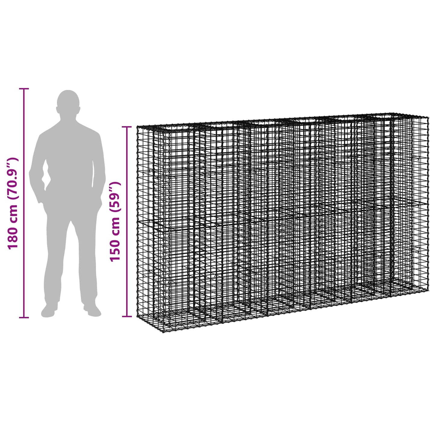 Gabion Raised Bed 3 pcs 250 x 50 x 150 cm Galvanised Steel