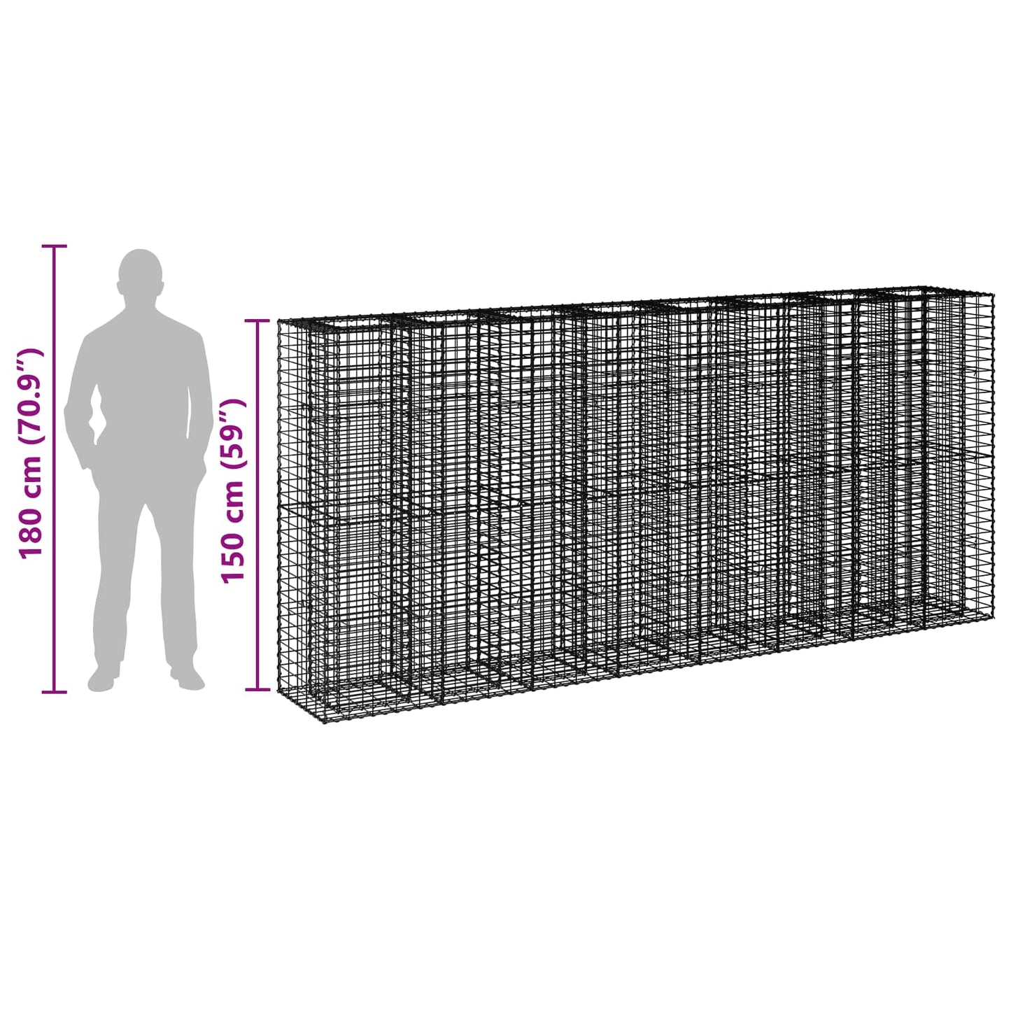 Gabion Raised Bed 4 pcs 330 x 50 x 150 cm Galvanised Steel