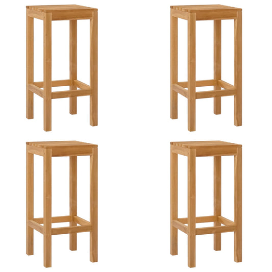 Bar Stool 4 pcs Natural Solid Teak Wood