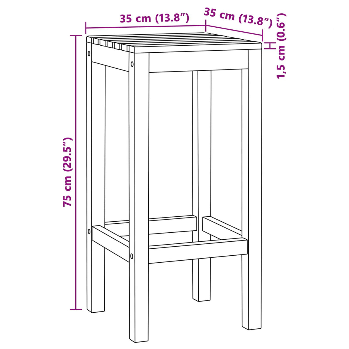 Bar Stool 4 pcs Natural Solid Teak Wood