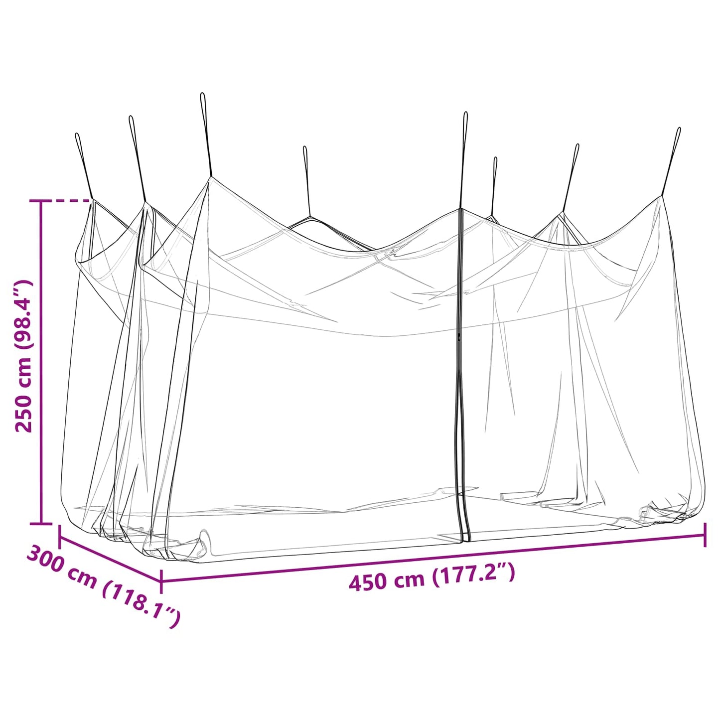 Garden Mosquito Net 220 mesh Black 3 x 4.5 x 2.5 m Polyester