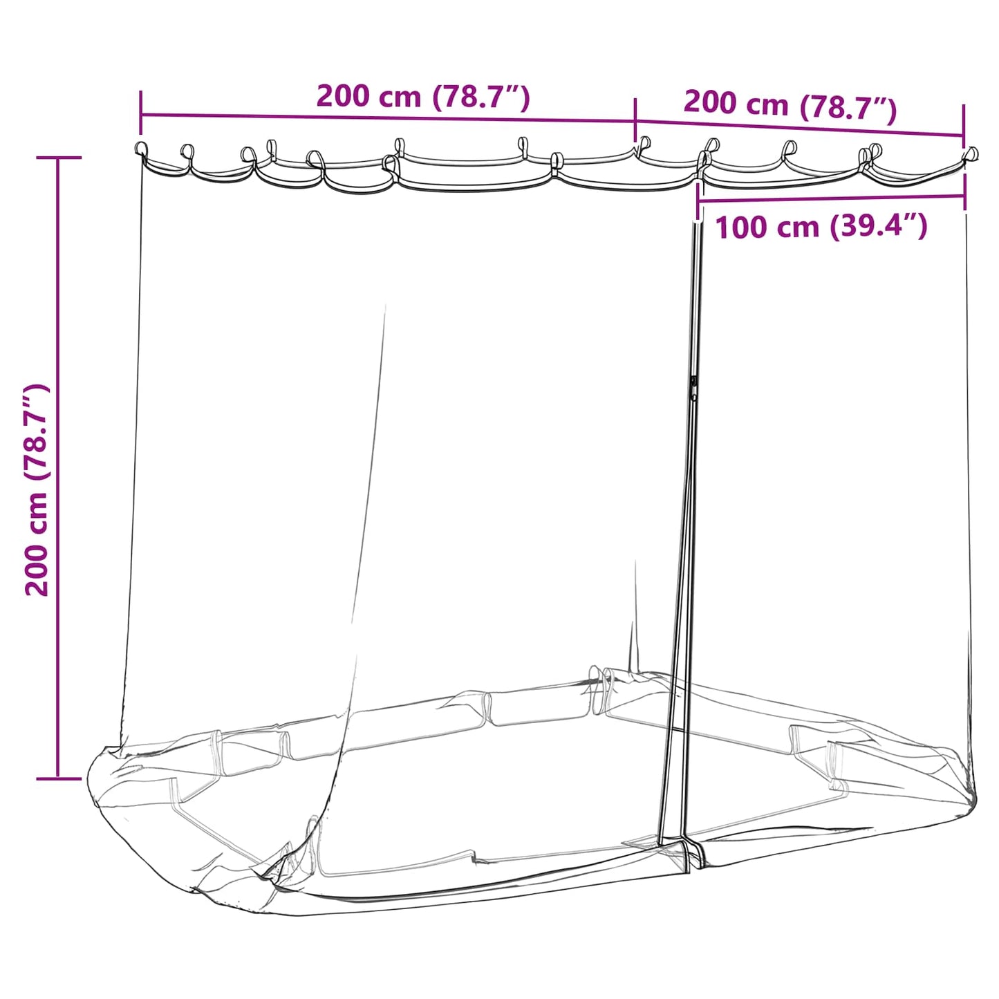 Mosquito Net for Gazebo 220 mesh White 2 x 2 x 2 m Polyester