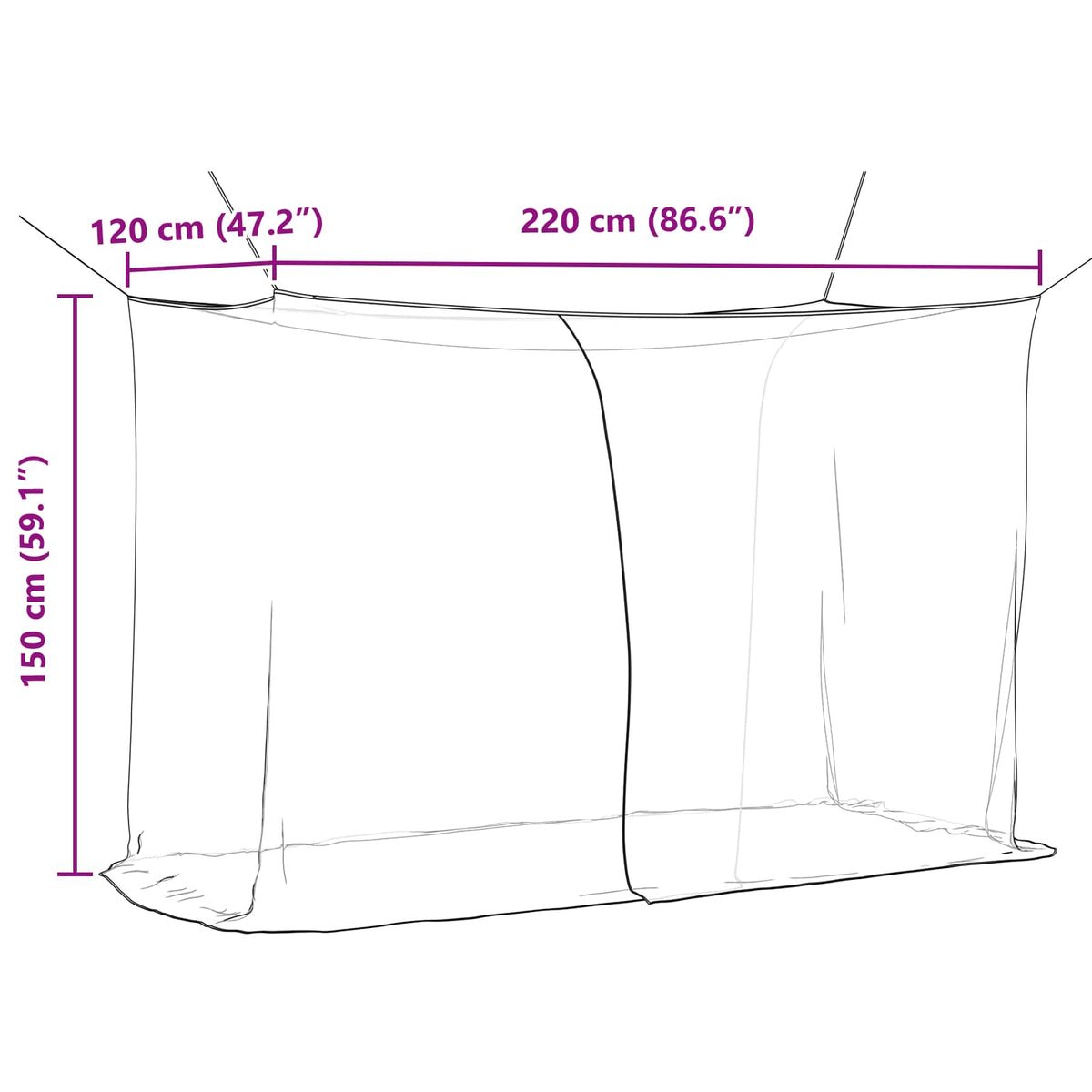 Mosquito Net for Bed 3 pcs 156 mesh White 220 x 120 x 150 cm