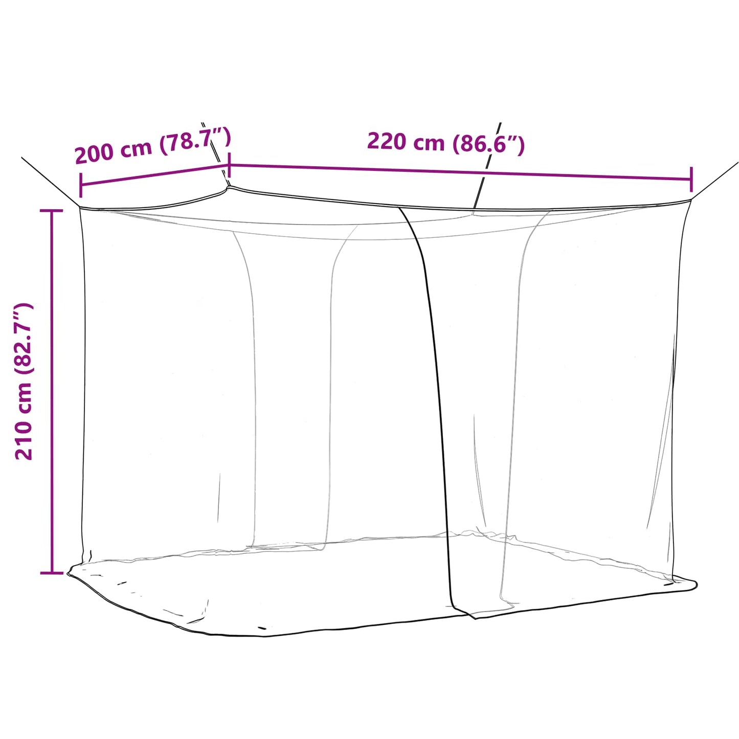 Mosquito Net for Bed 3 pcs 156 mesh White 220 x 200 x 210 cm