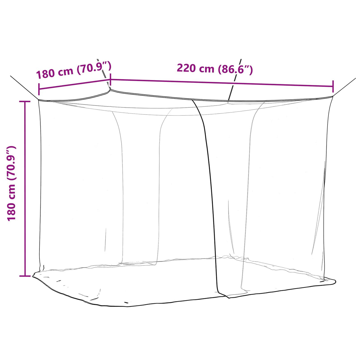 Mosquito Net for Bed 3 pcs 156 mesh Black 220 x 180 x 180 cm