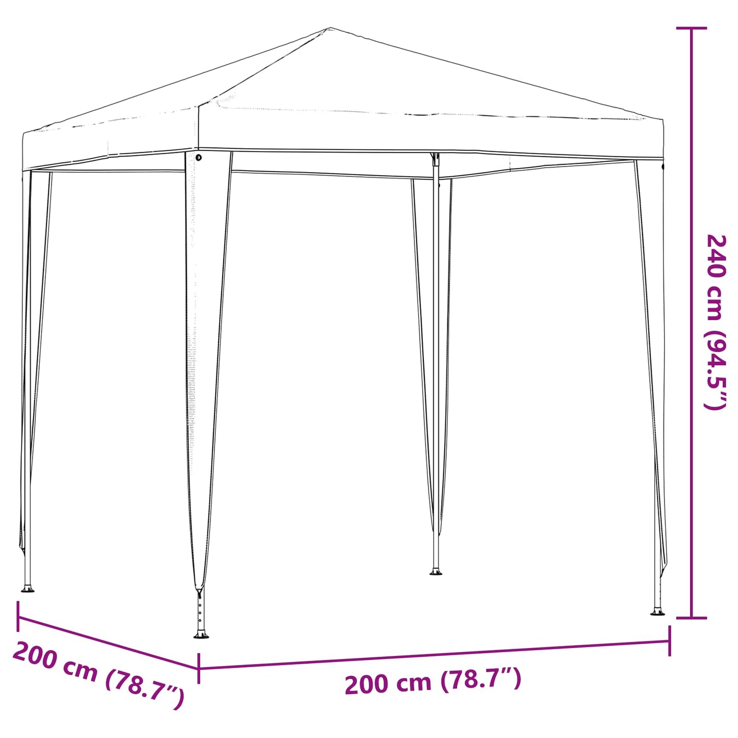 Party Tent 200 x 200 x 240 cm Light Grey PE and Steel