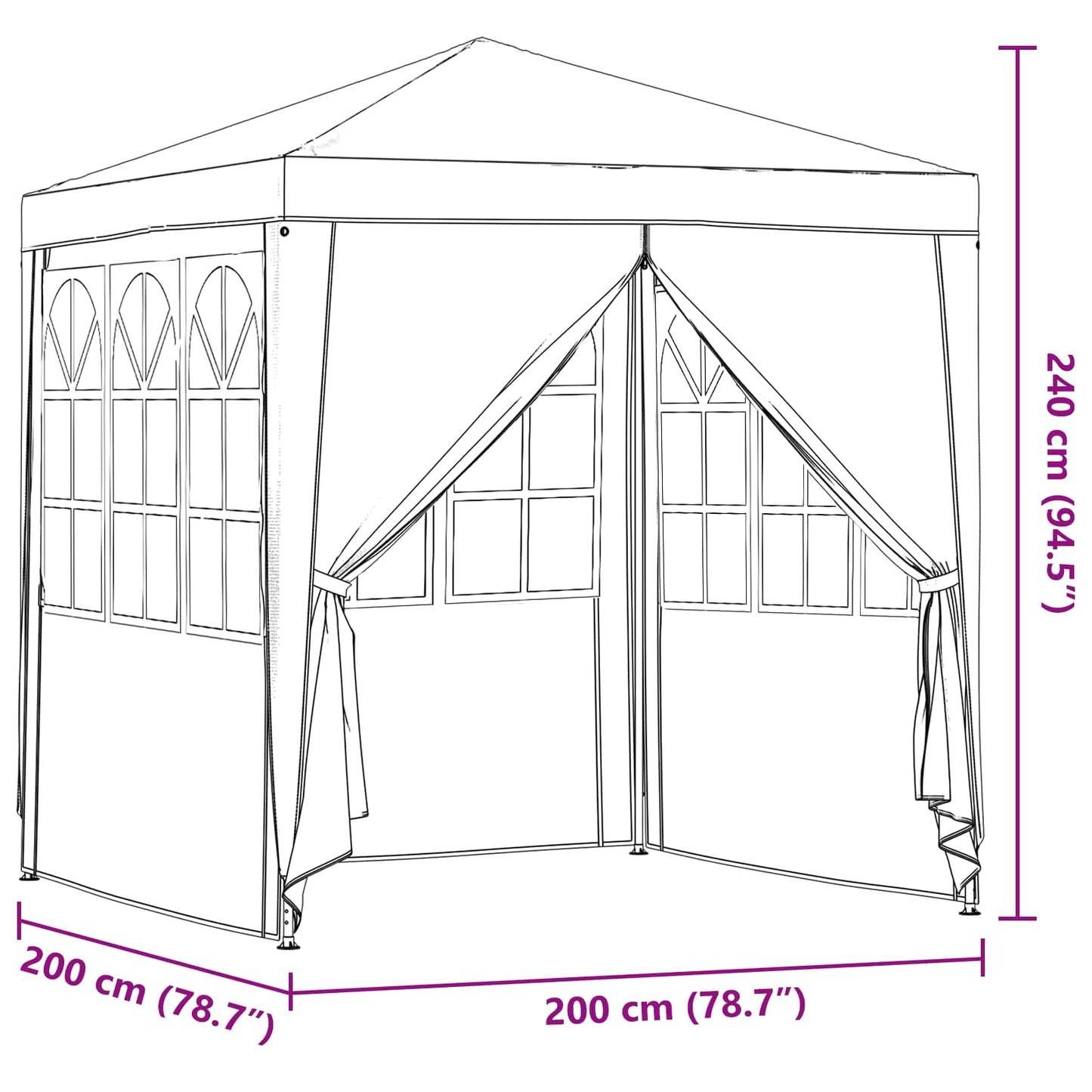 Party Tent Red 200 x 200 x 240 cm PE and Steel