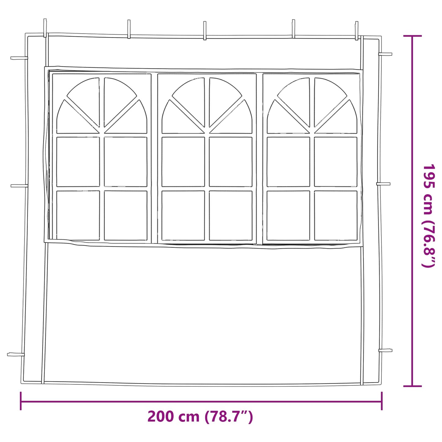 Party Tent Sidewall 2 pcs 200 x 195 cm Light Grey PE and Steel