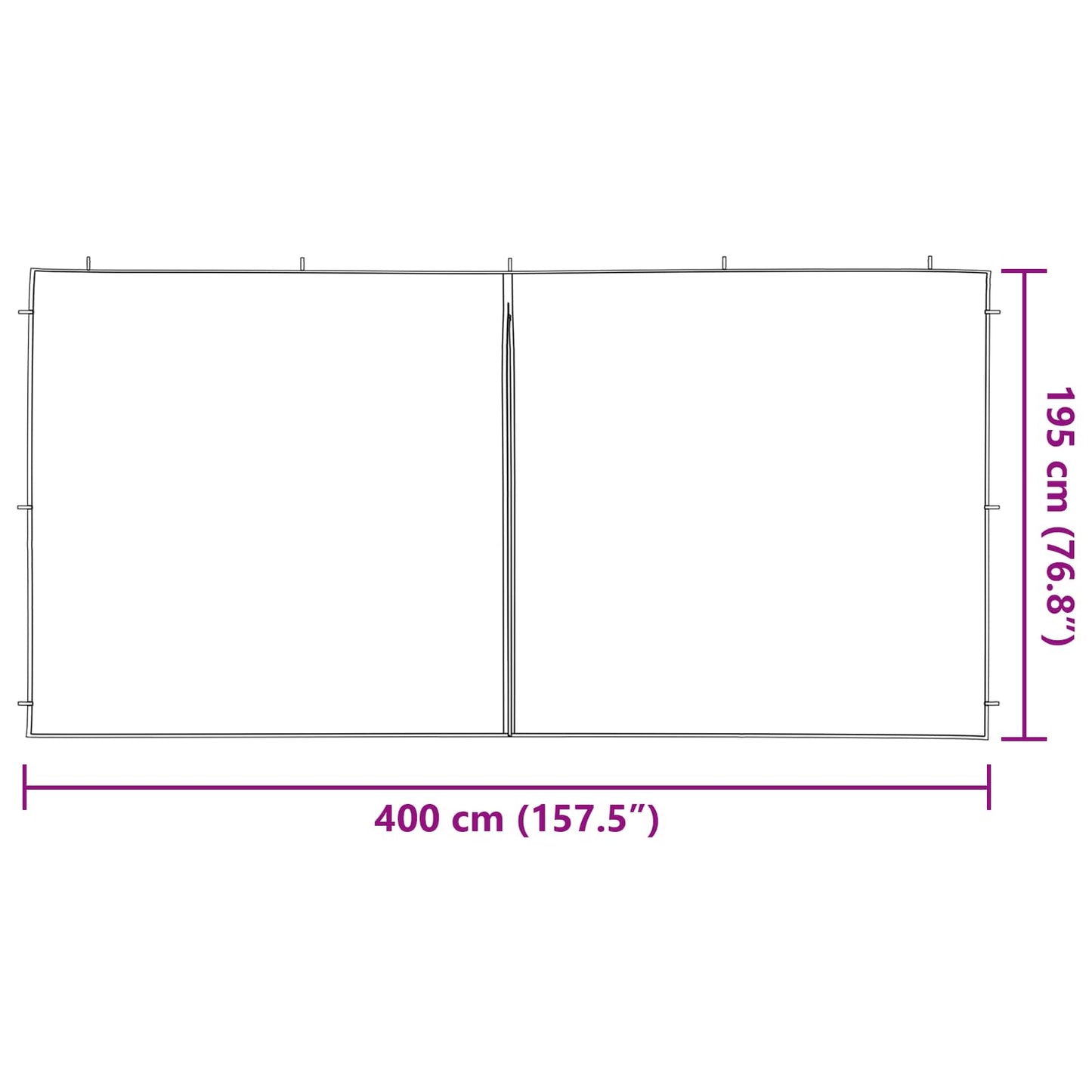 Party Tent Sidewall 2 pcs Anthracite 400 x 195 cm PE and Steel