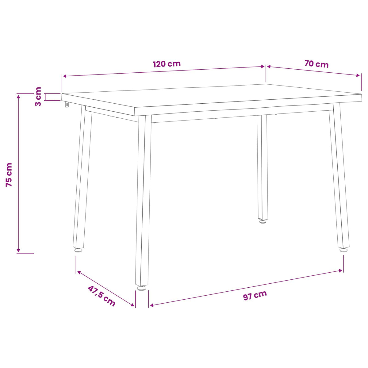 120 x 70 x 75 cm Solid Acacia Wood White Rectangular