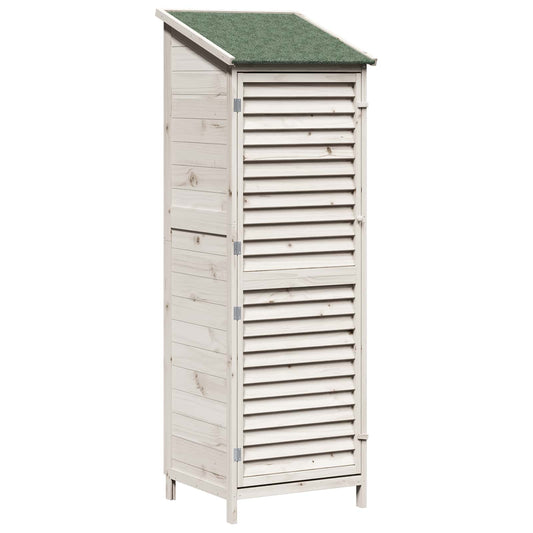 Garden Shed with Roof White 59 x 56 x 176 cm Solid Fir Wood