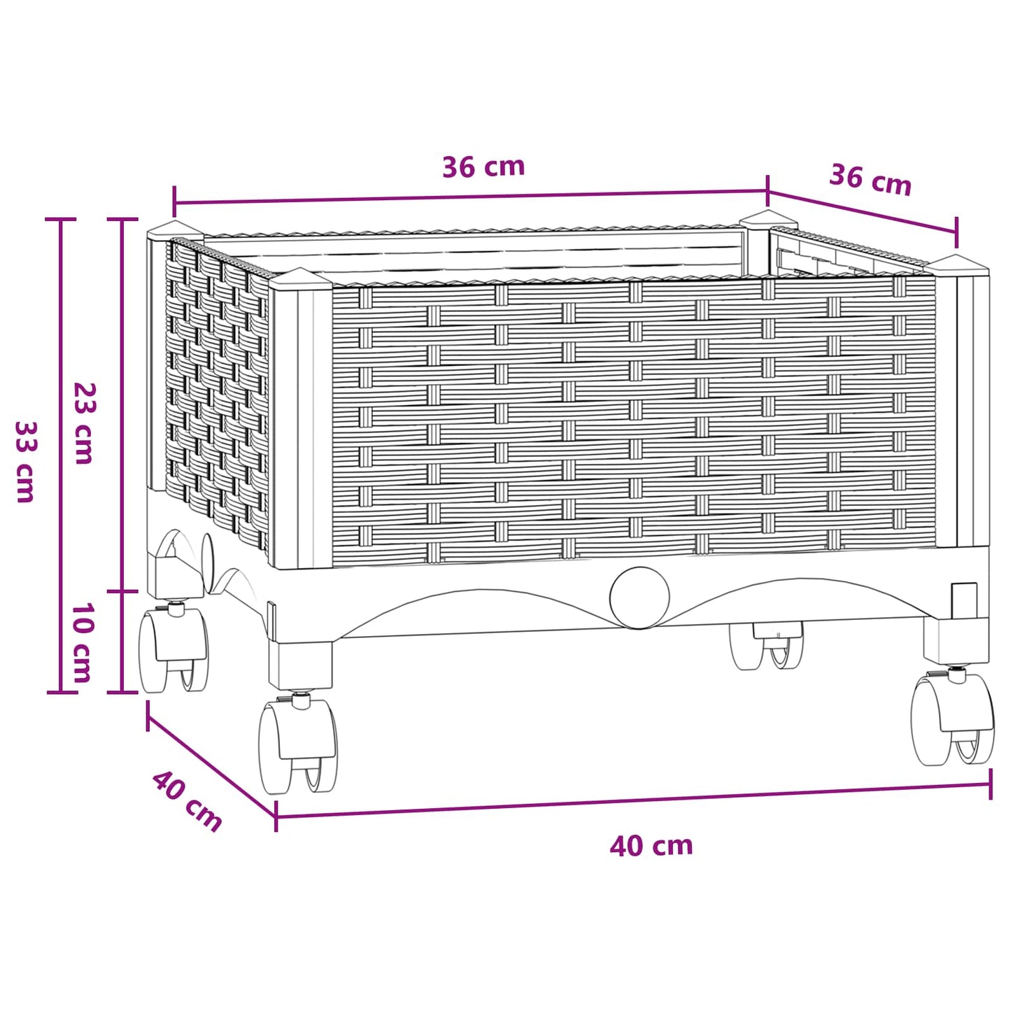 Garden Planter with Wheels Blue Grey 40 x 40 x 33 cm PP