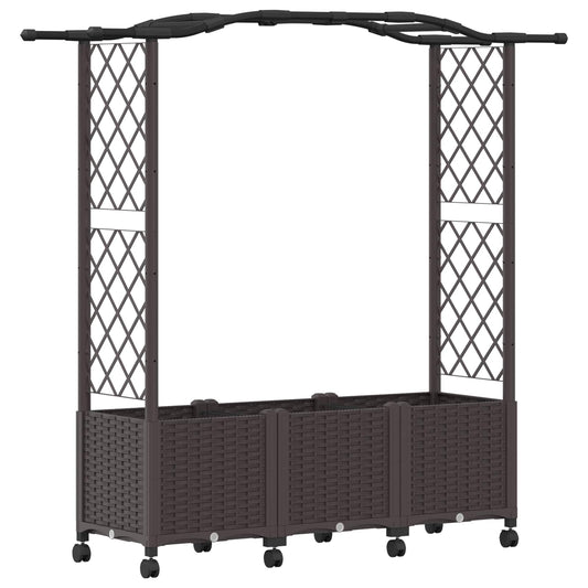 Raised Bed with Trellis and Roof Brown 164 x 40 x 144 cm PP