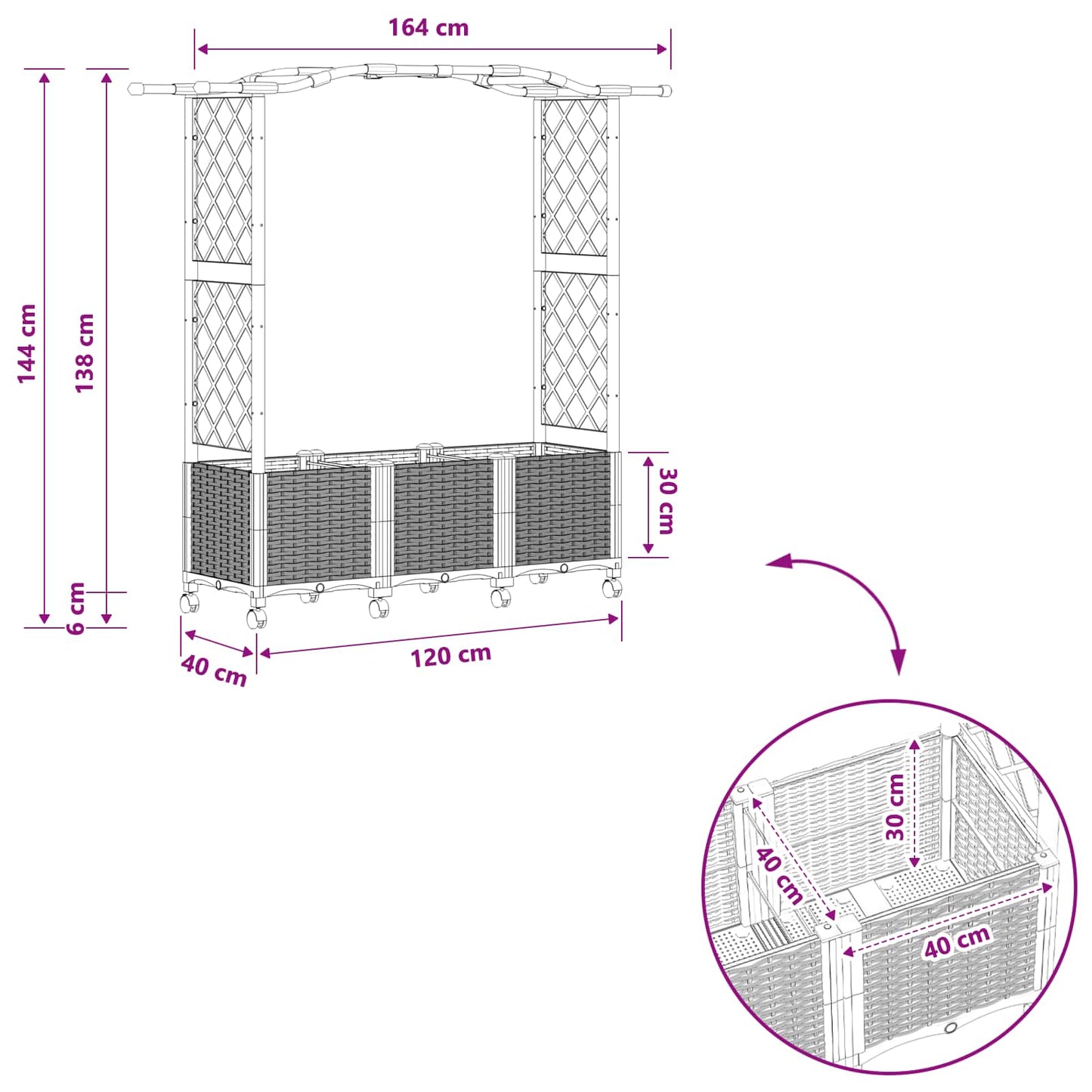 Raised Bed with Trellis and Roof Light Grey 164 x 40 x 144 cm