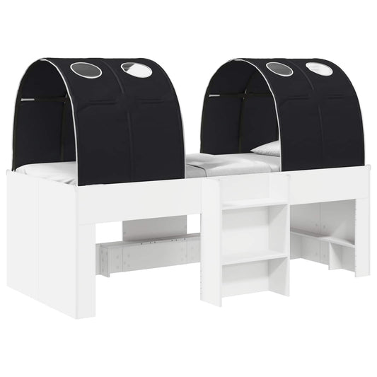 Kids'High Bed Frame with Tunnel 3 pcs White and Black