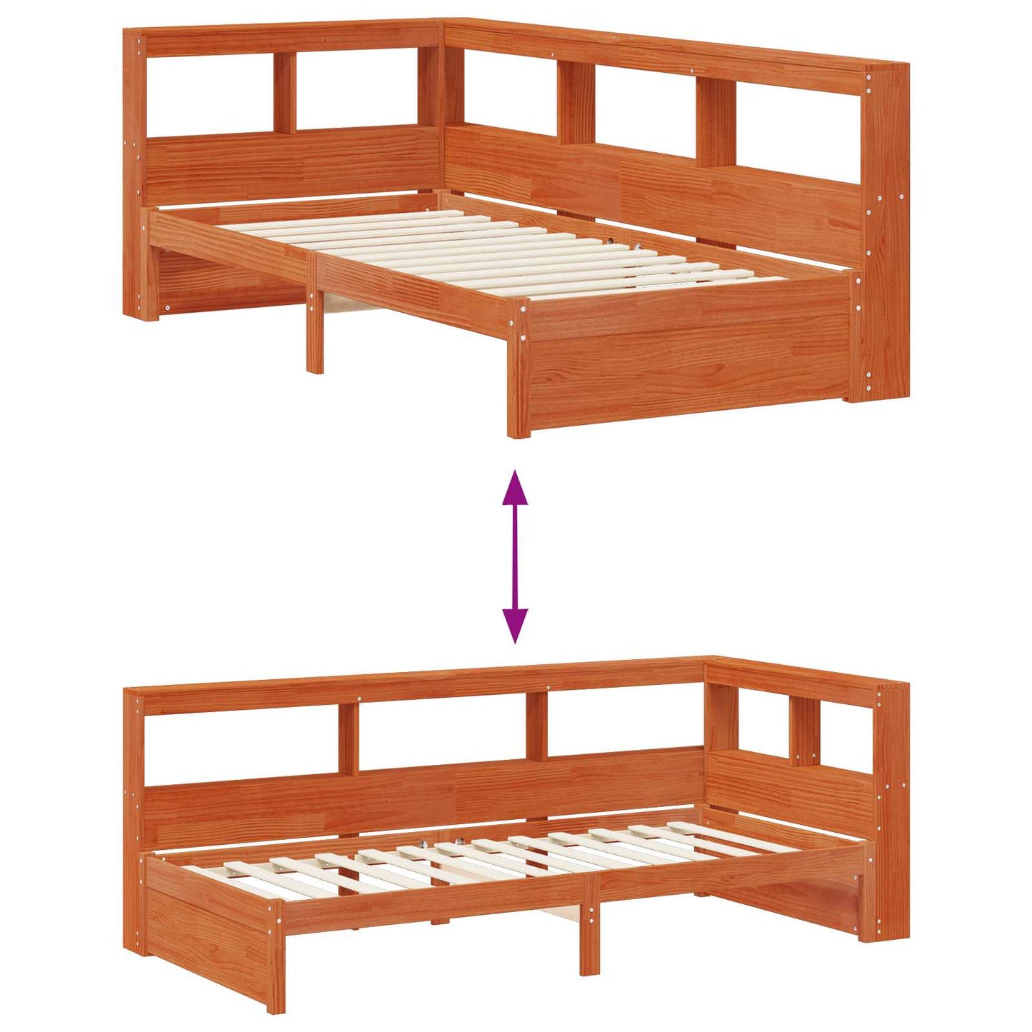 Bookcase Bed with Headboard with Storage Solid Pine Wood