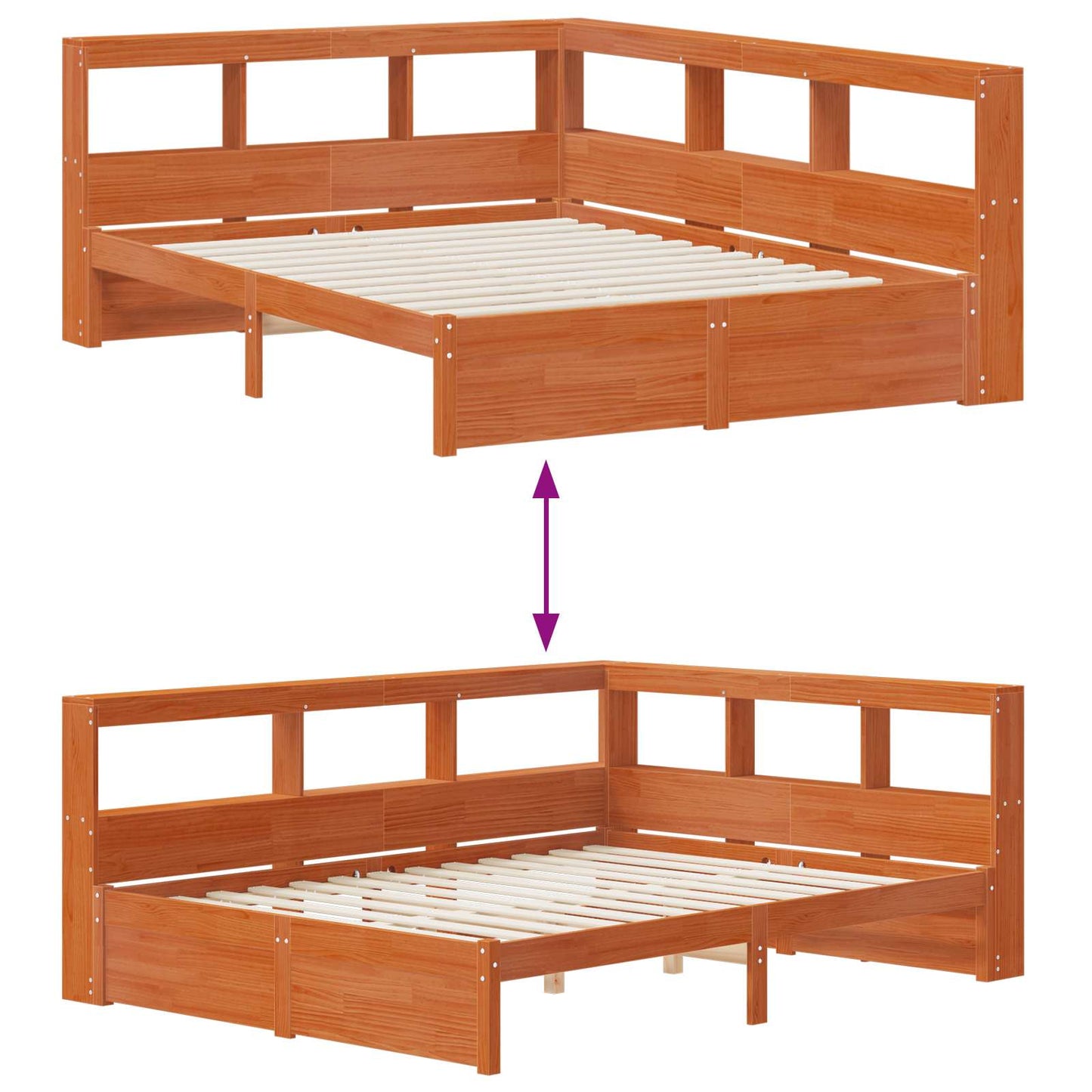 Bookcase Bed with Headboard with Storage Solid Pine Wood