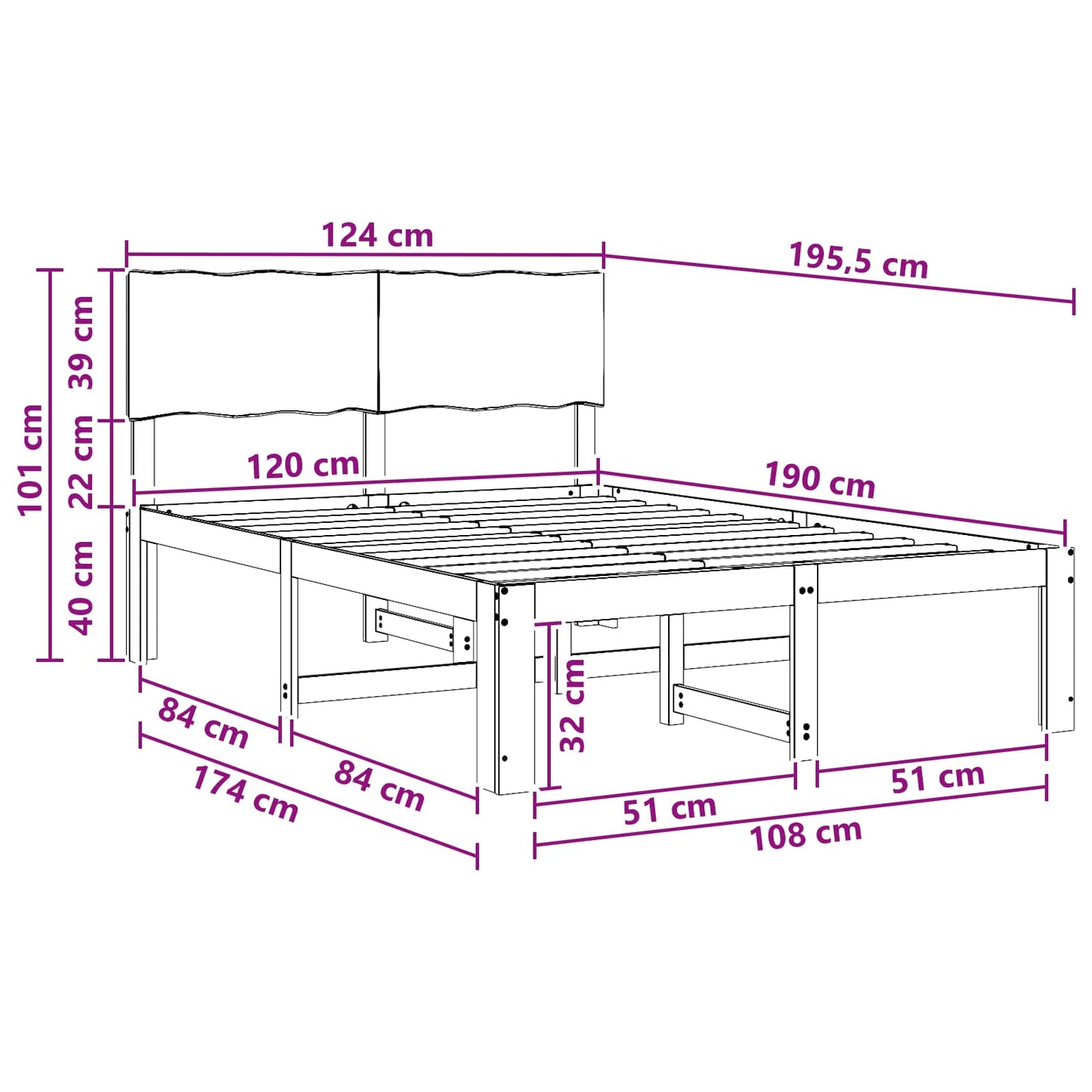 Double Bed Frame with Headboard ROSTOCK Dark Brown 120 x 190 cm