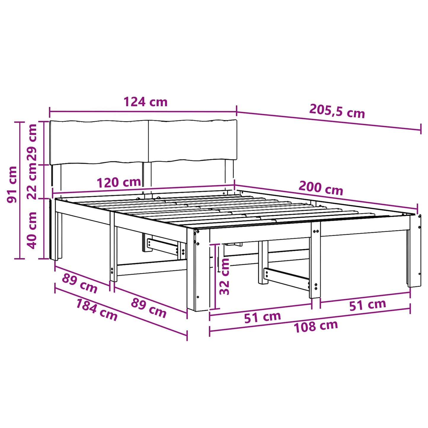 Double Bed Frame with Headboard ROSTOCK Dark Brown 120 x 200 cm