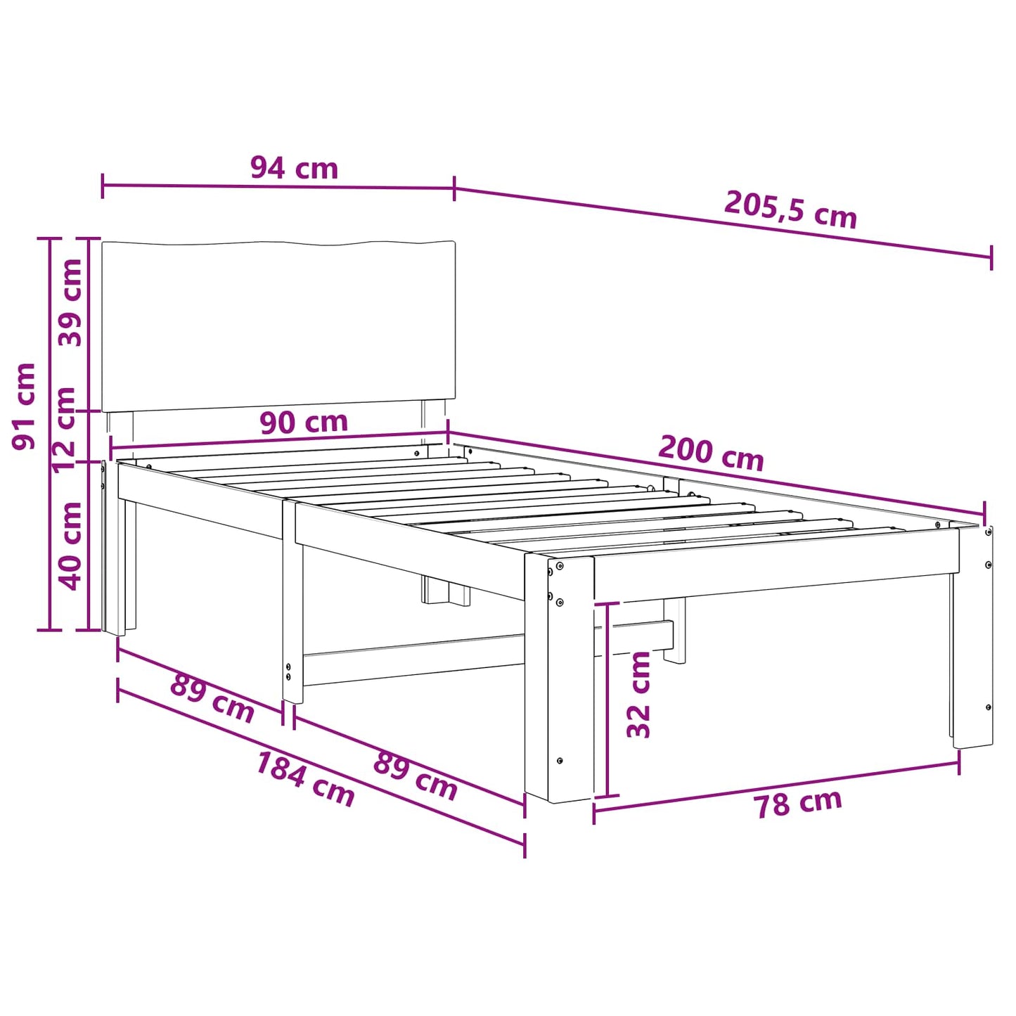 Single Bed Frame with Headboard ROSTOCK Natural 90 x 200 cm