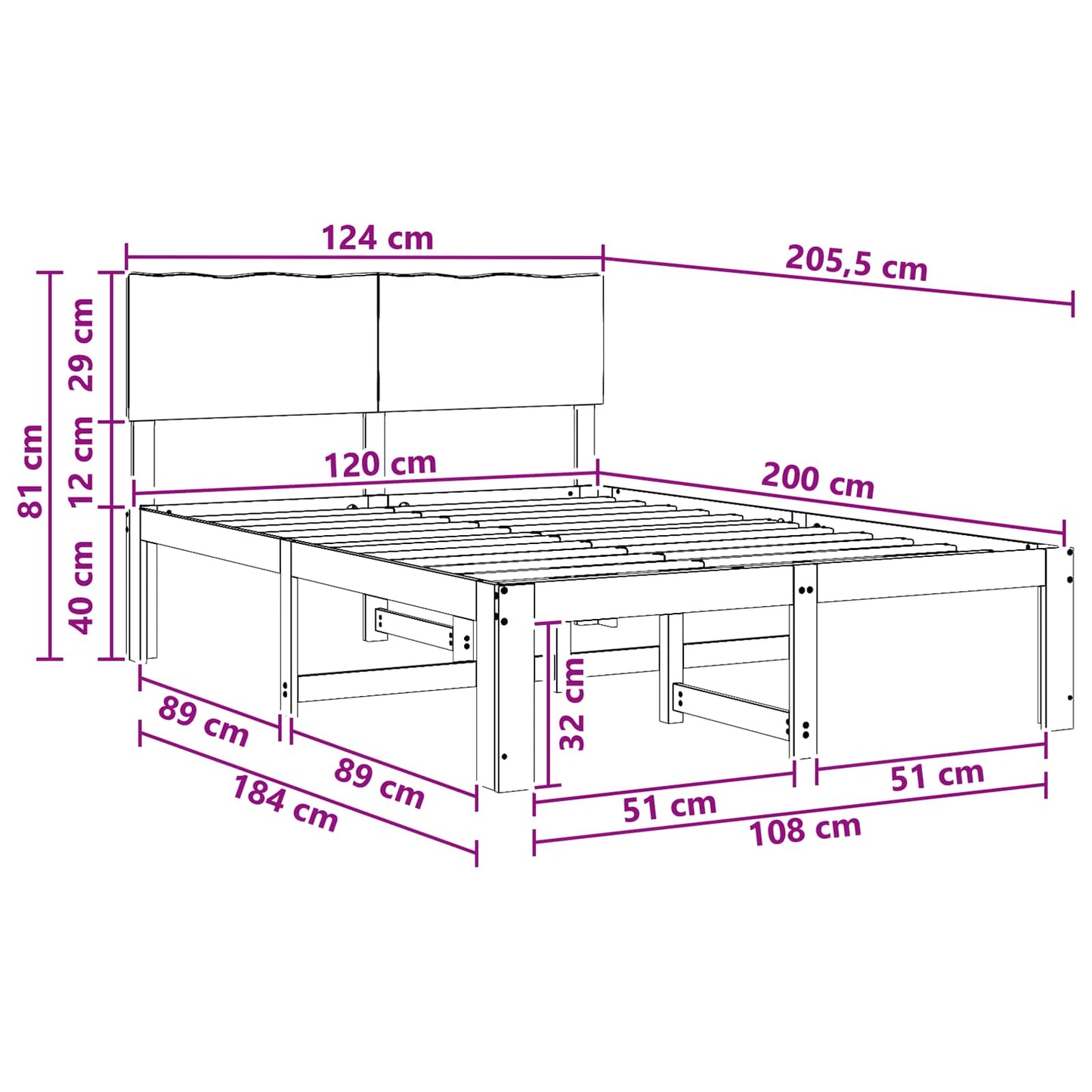 Double Bed Frame with Headboard ROSTOCK White 120 x 200 cm