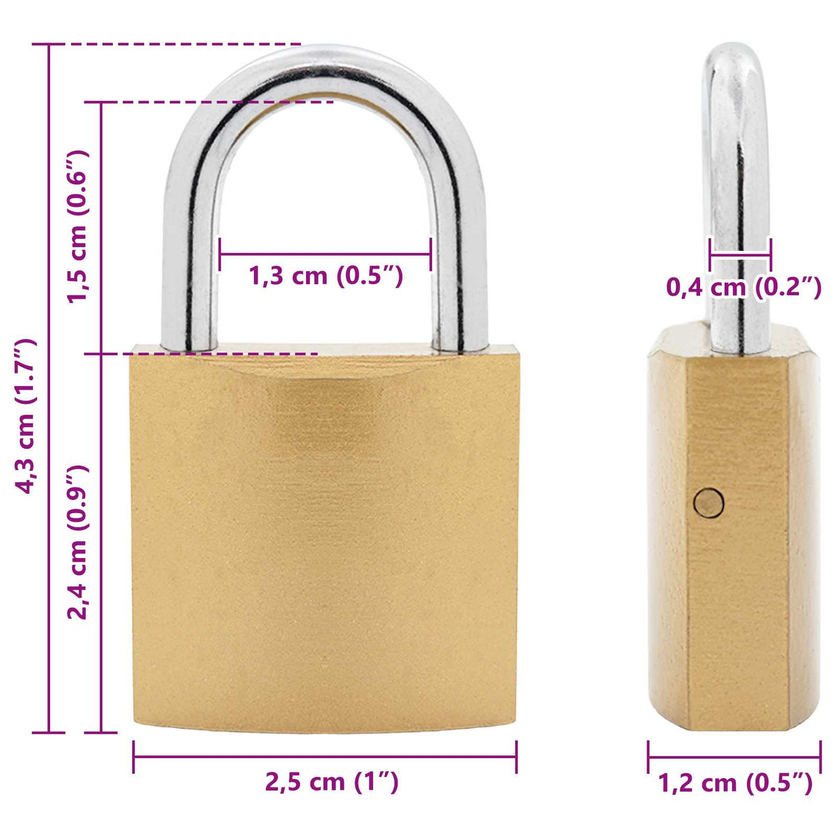 U Lock with Keys 12 pcs Brass Iron