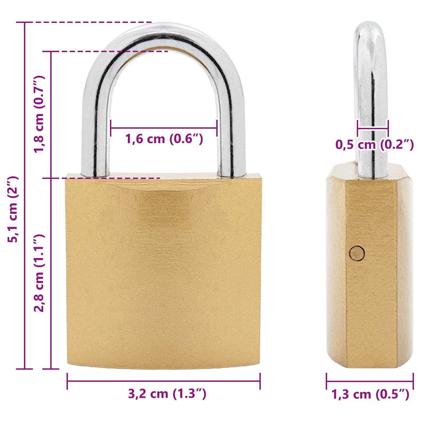 U Lock with Keys 6 pcs Brass Iron