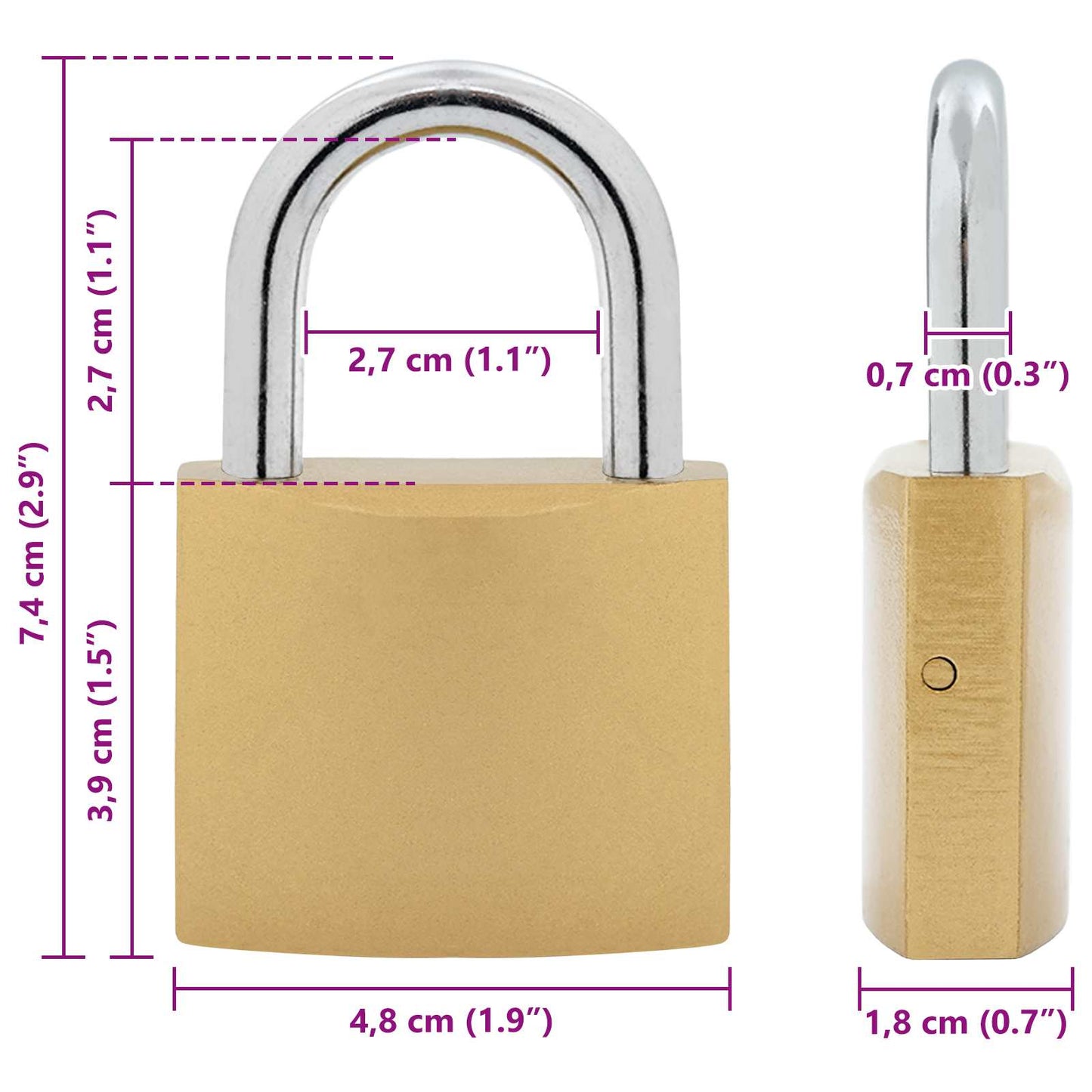 U Lock with Keys 2 pcs Brass Iron