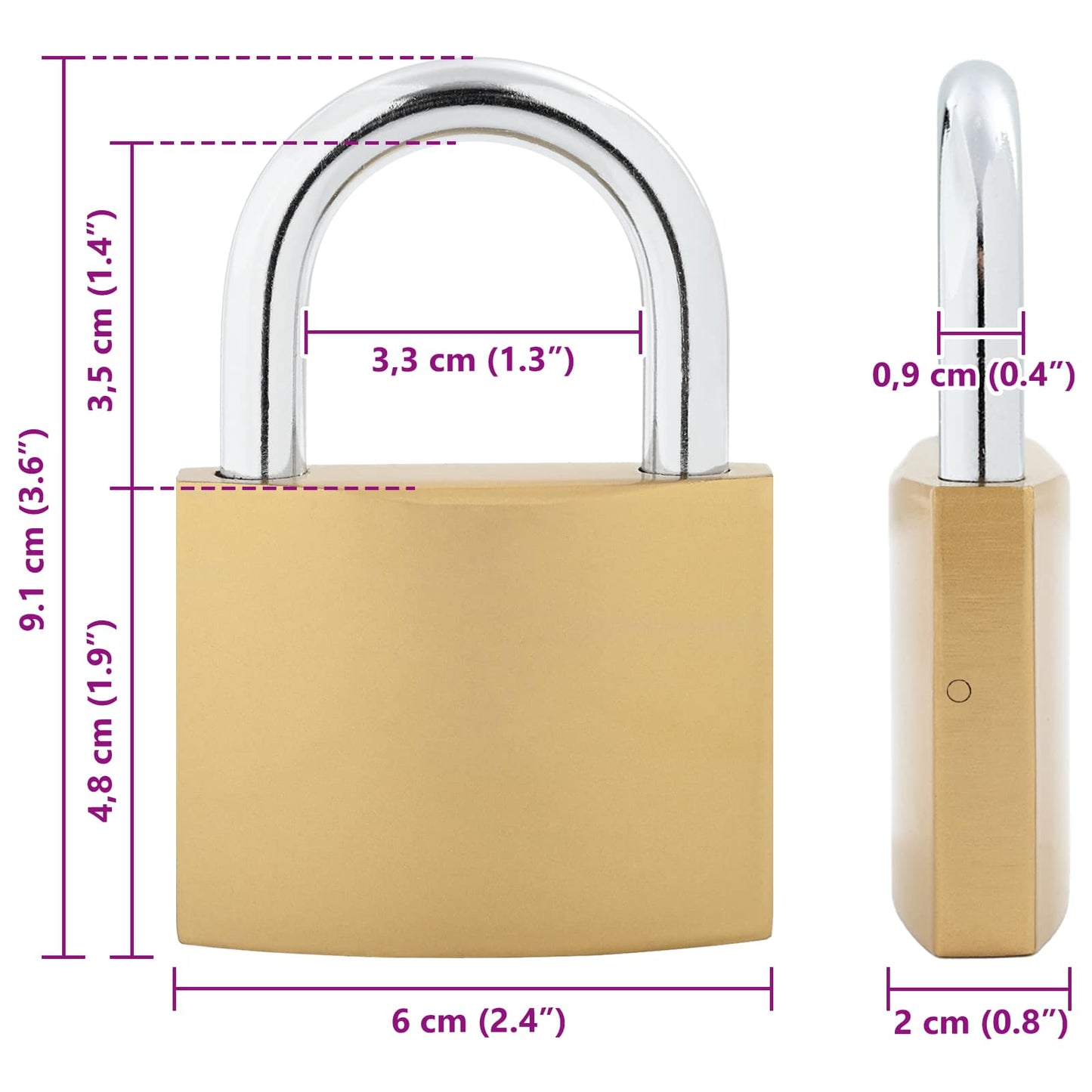 U Lock with Keys 2 pcs Brass Iron