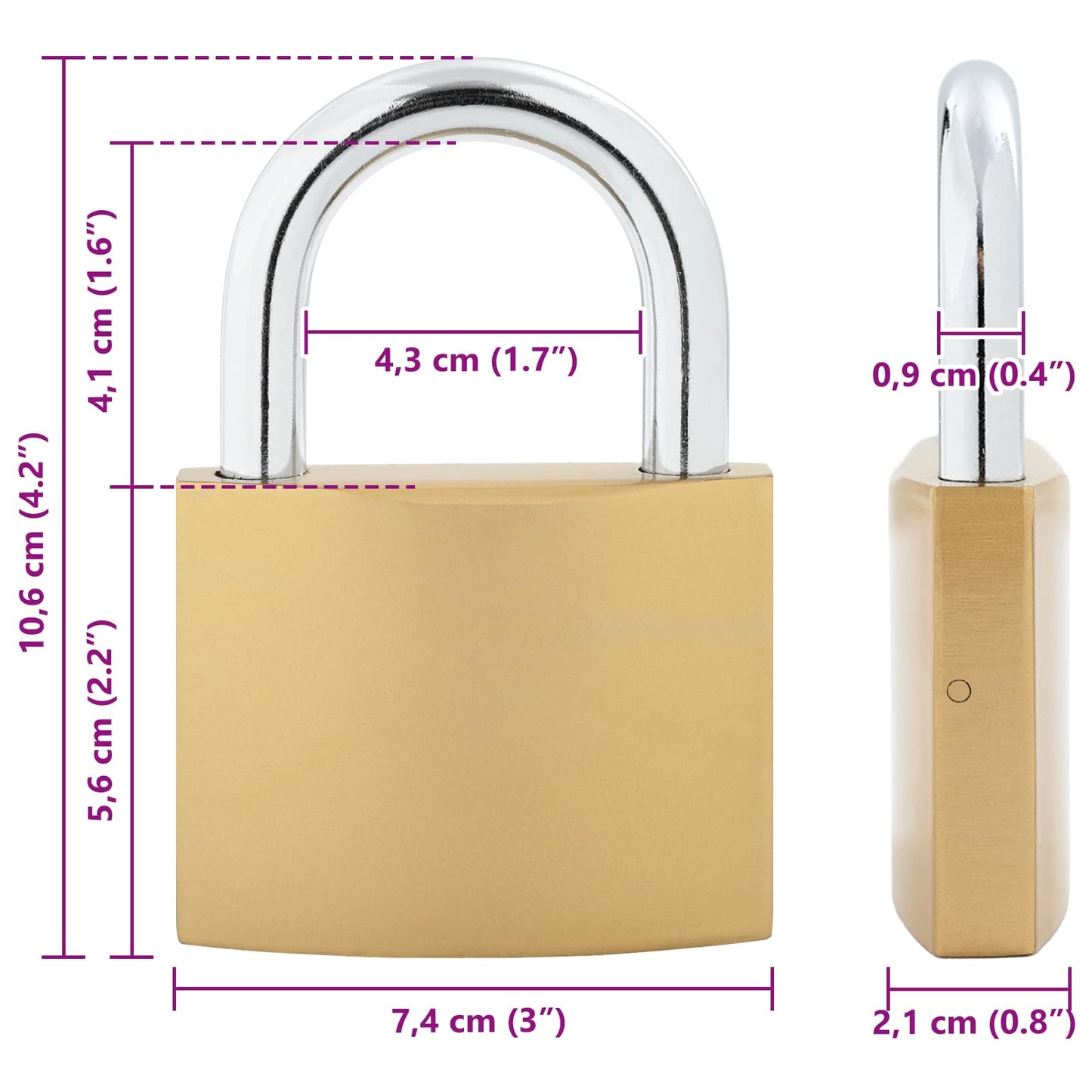 U Lock with Keys 2 pcs Brass Iron