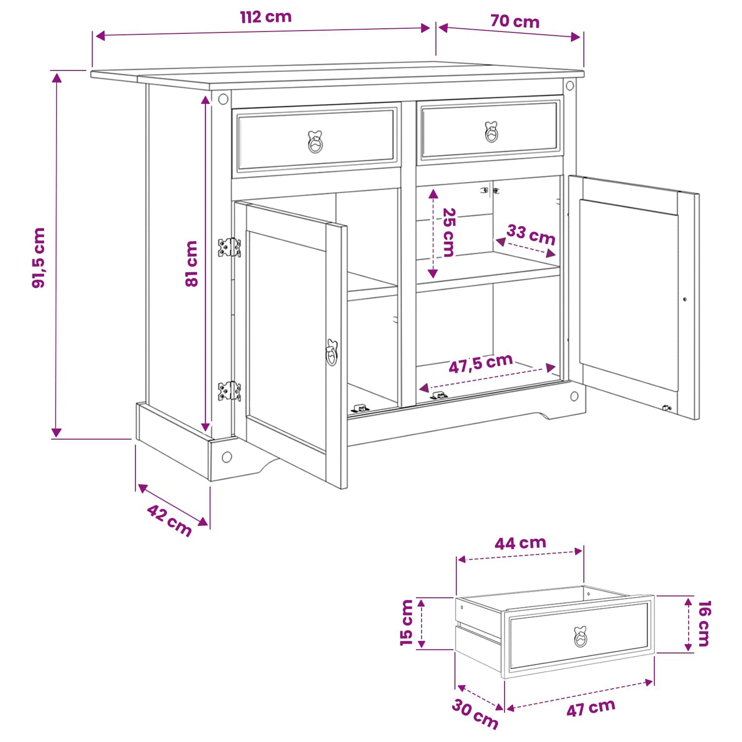 Kitchen Island Set 2 pcs White and Honey Wax 112 x 70 x 91.5 cm