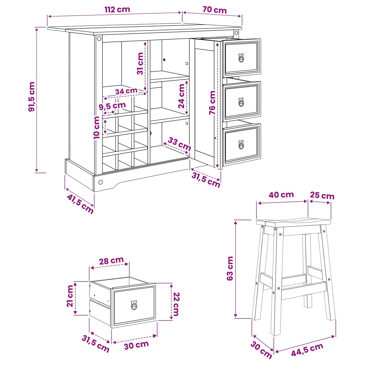 Kitchen Storage 2 pcs Honey Wax 112 x 77 x 90 cm Solid-Pine