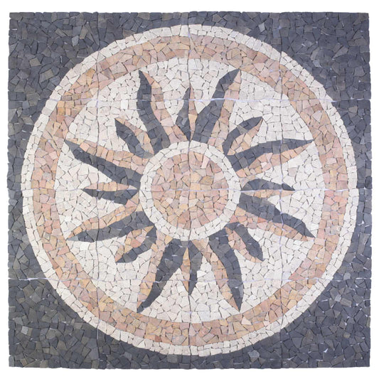 Mosaic Tiles Sun Pattern Multicolour 120 x 120 cm Marble