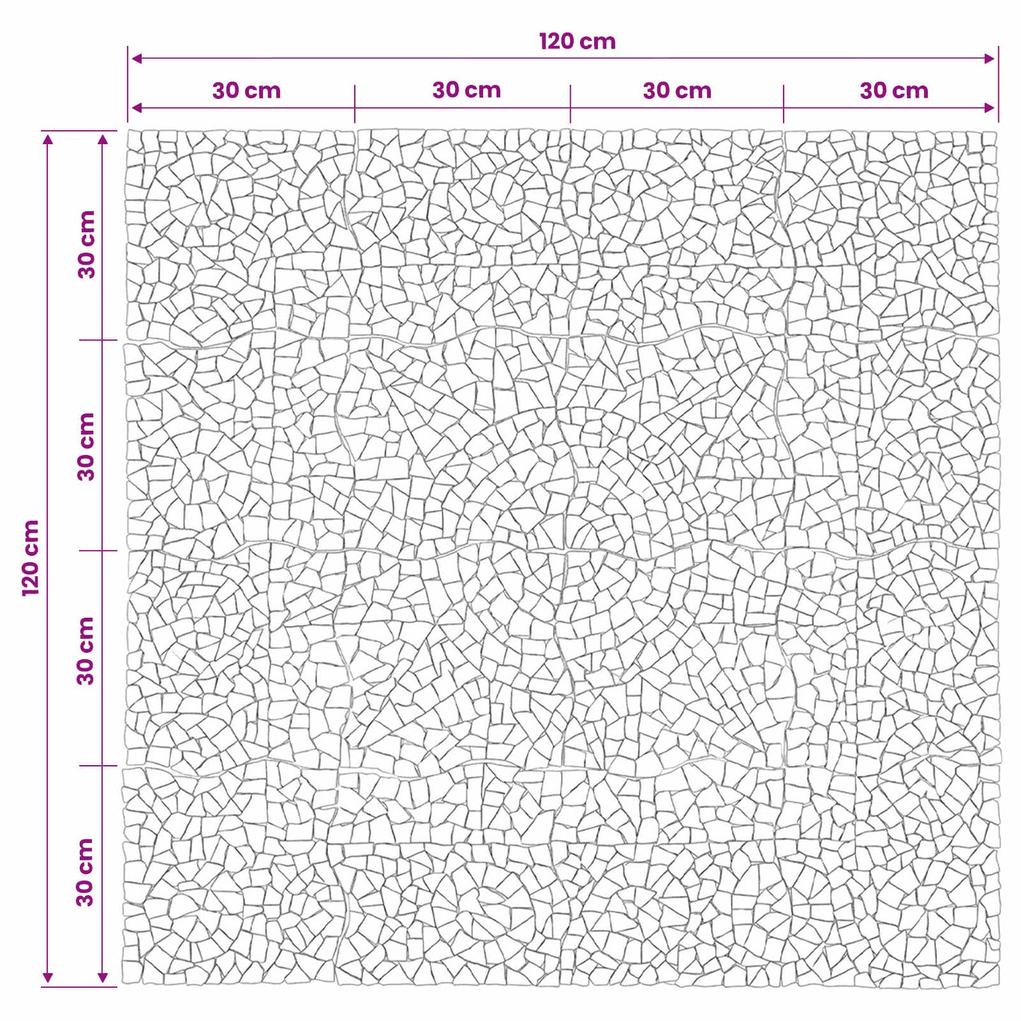 Mosaic Tiles Flower Pattern Multicolour 120 x 120 cm Marble