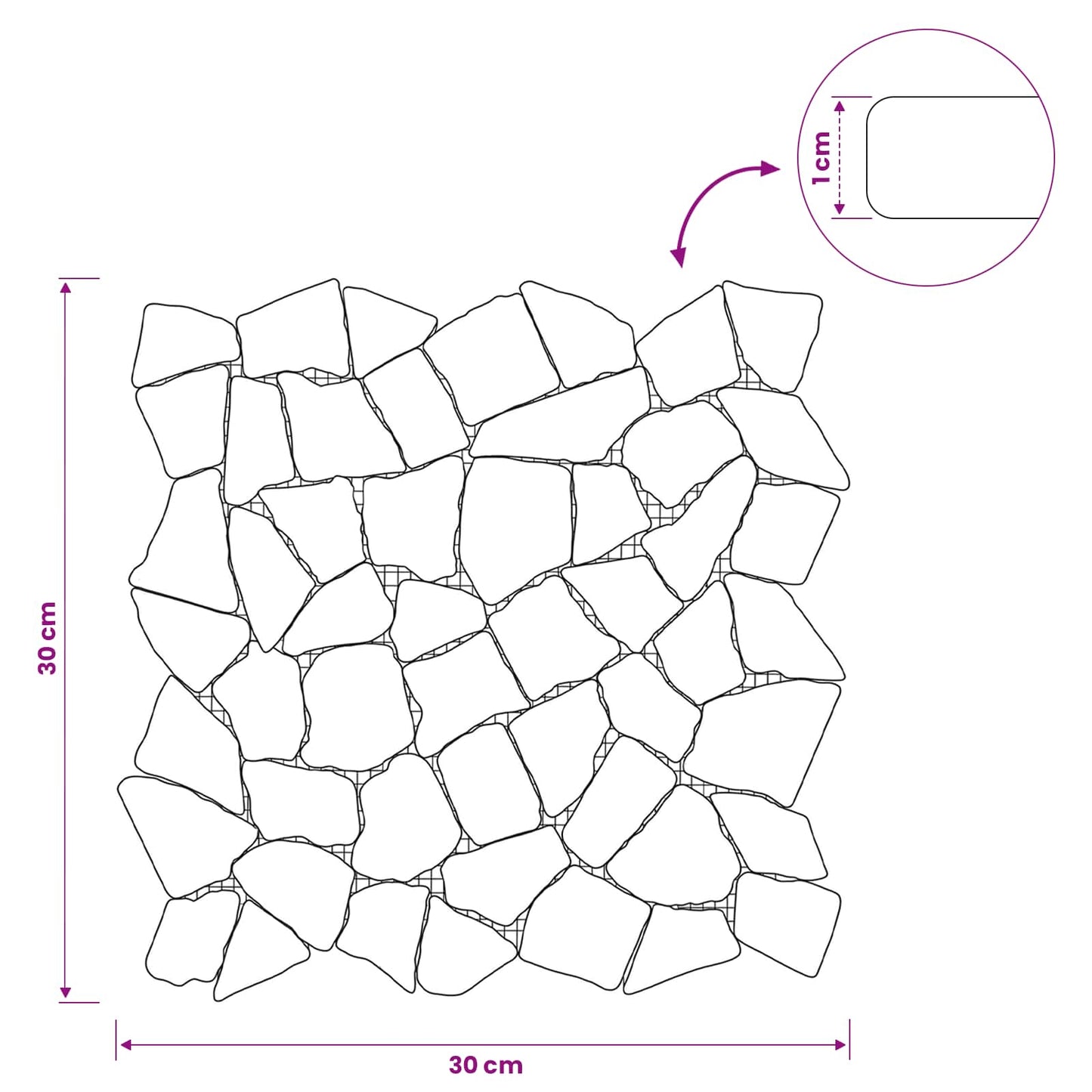 Mosaic Tiles Light Grey 30 x 30 cm Marble