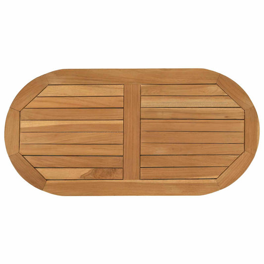 Table Top 80 x 40 x 2.5 cm Oval Solid Teak Wood Natural