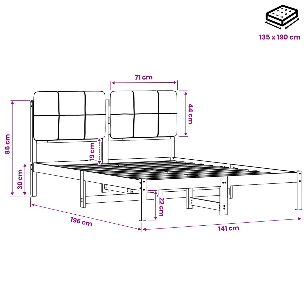 Bed Frame with Upholstered Headboard Dark Brown and Black