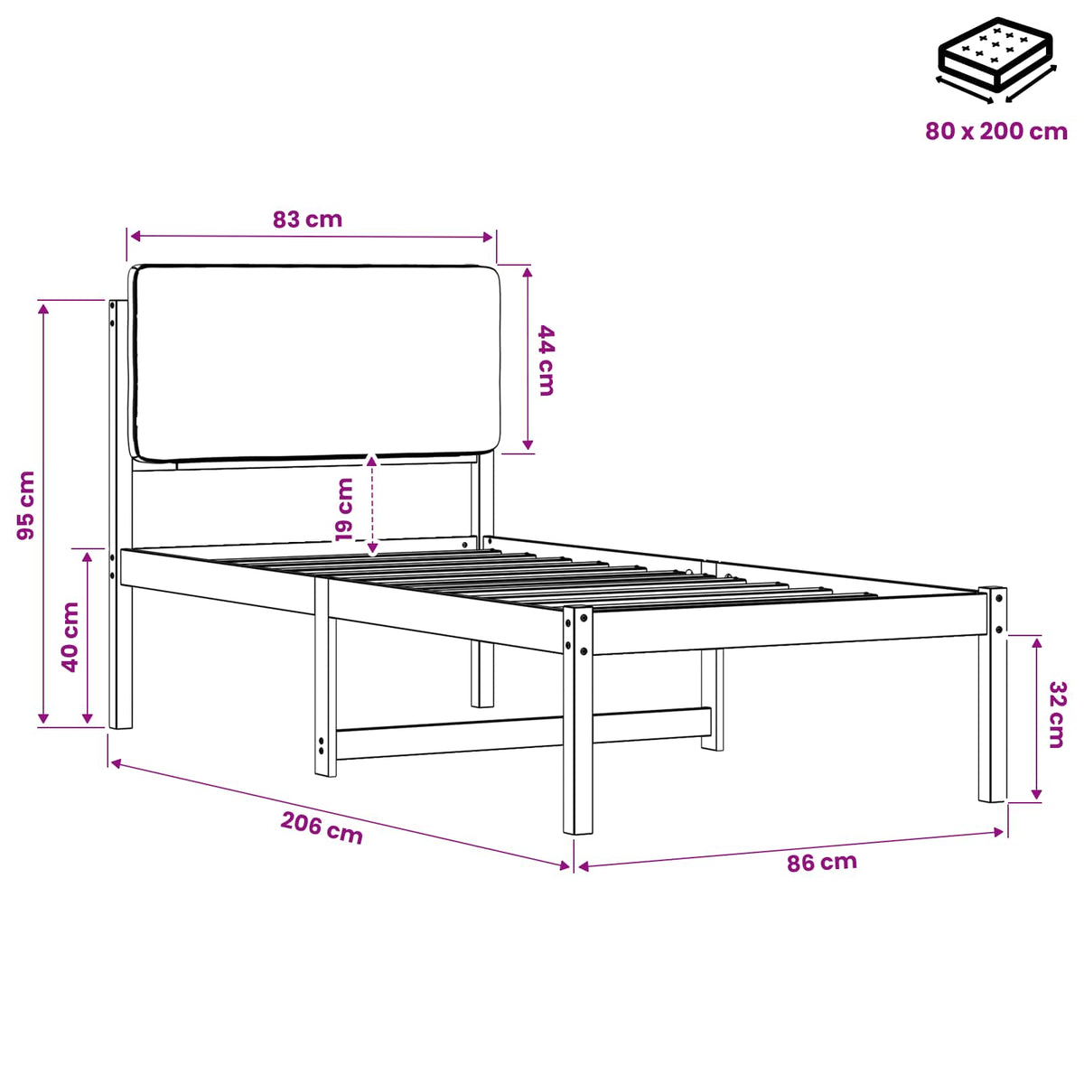 Bed Frame with Upholstered Headboard Natural and Light Grey