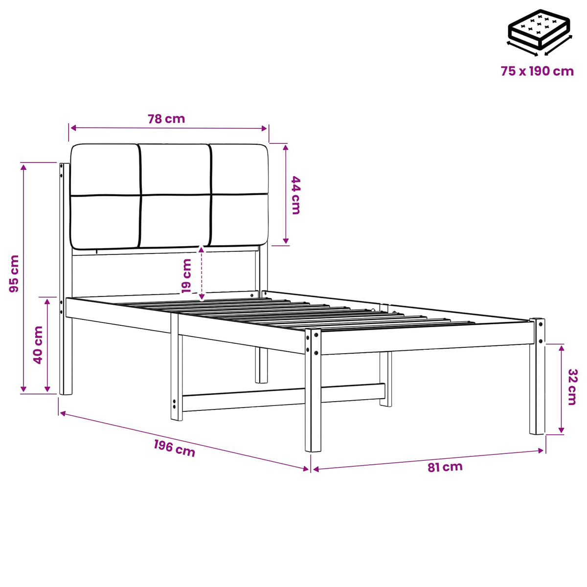 Bed Frame with Upholstered Headboard Natural and Light Grey