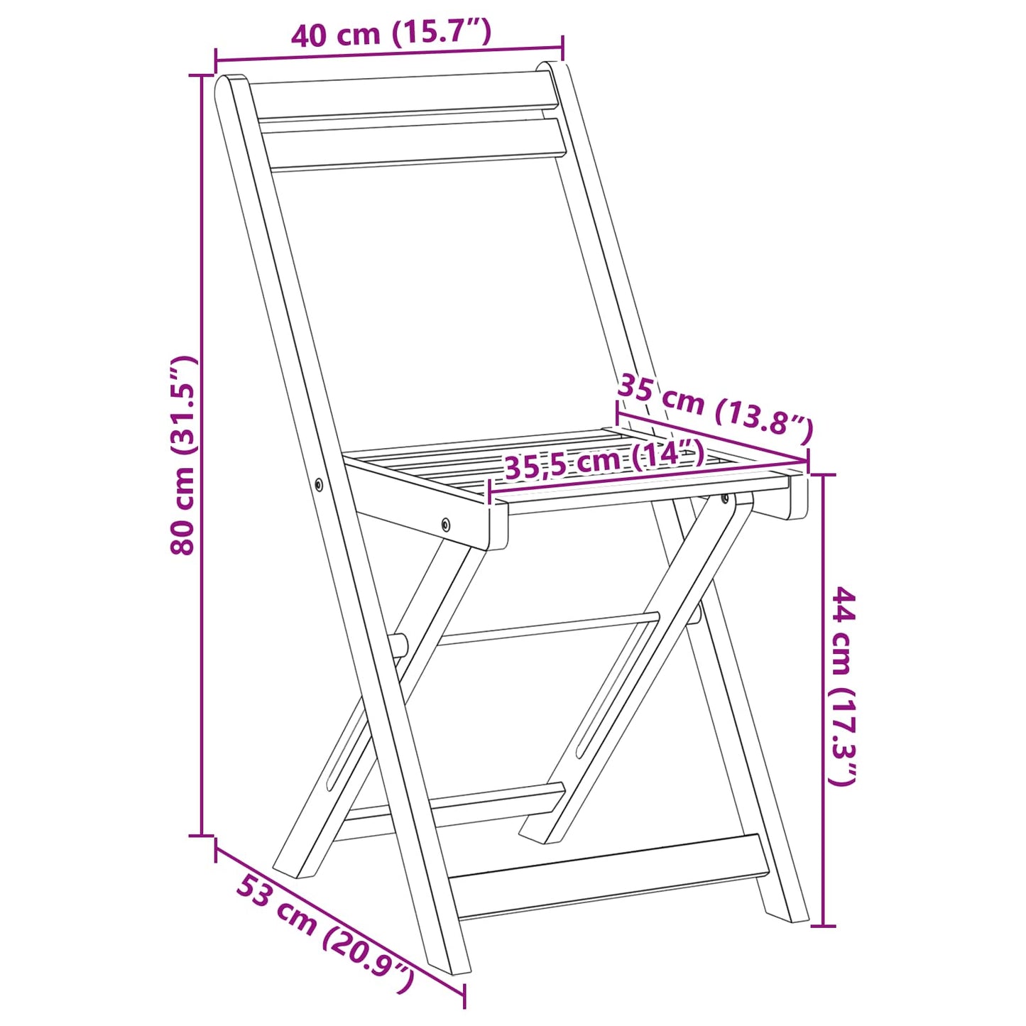 Outdoor Bistro Chairs 8 pcs Natural Solid Acacia Wood