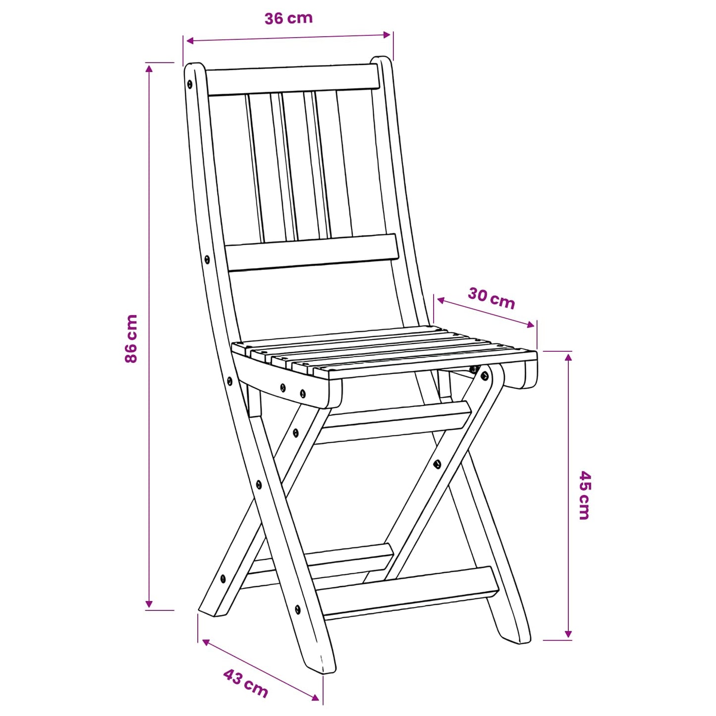 Garden Chair 8 pcs Natural Solid Acacia Wood