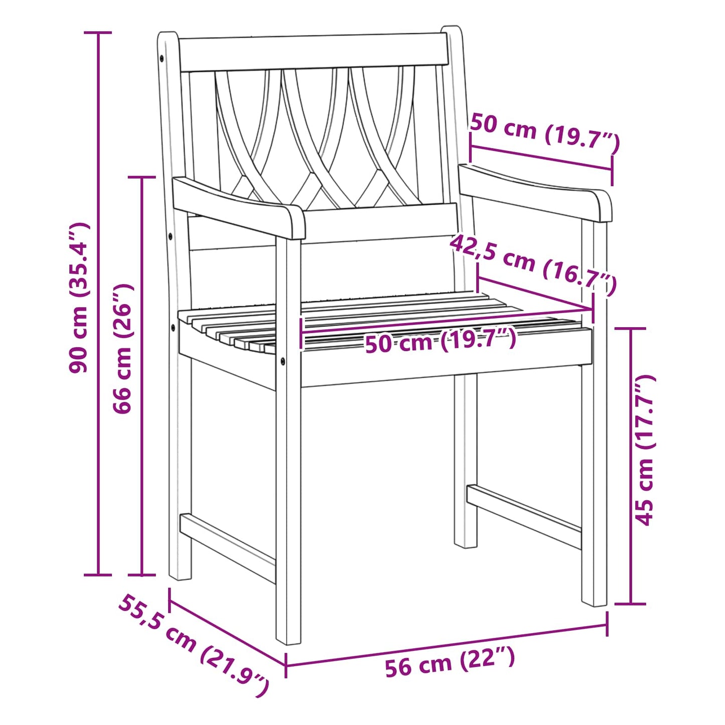 Garden Chairs 4 pcs Natural Solid Acacia Wood