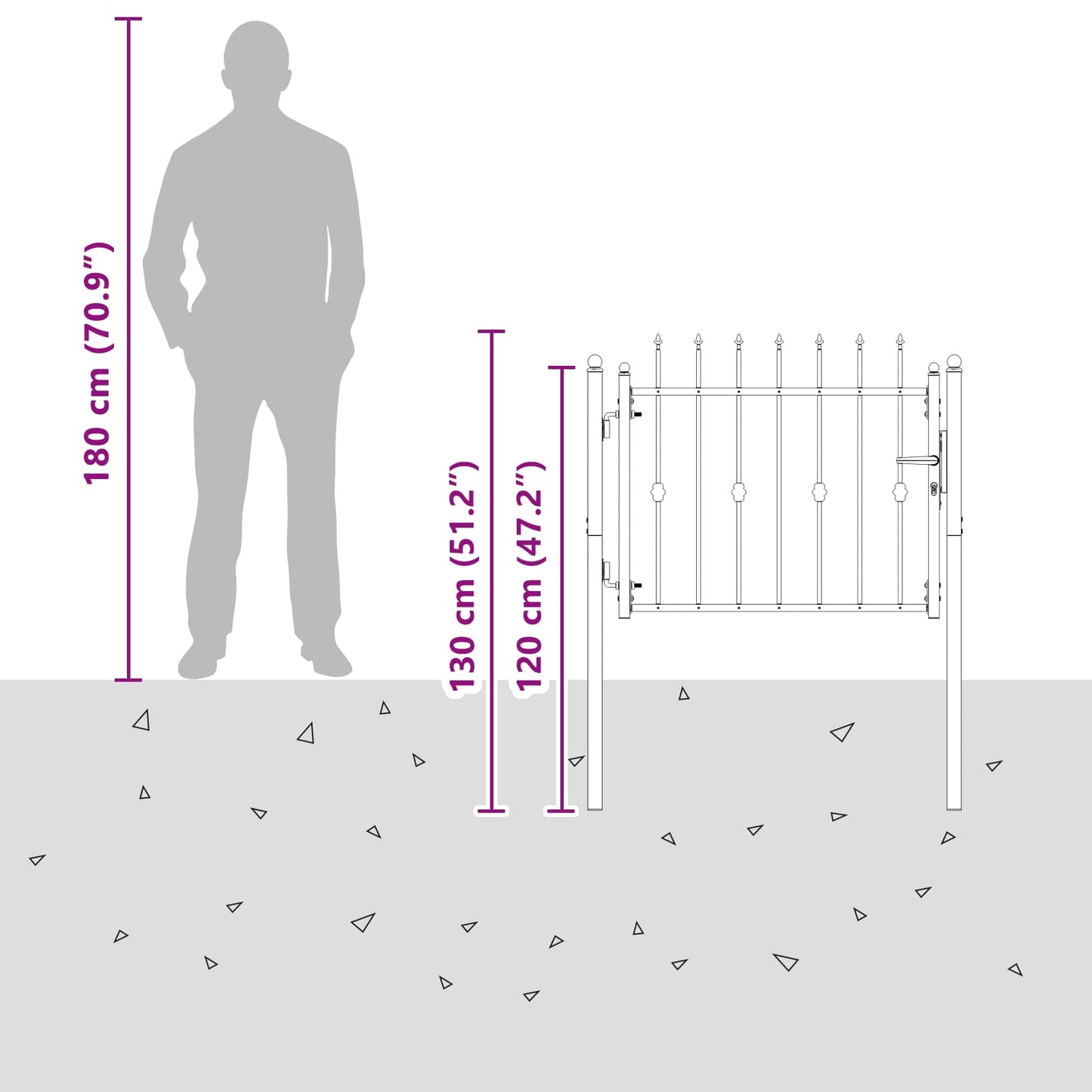 Fence Gate ASTEN 100 x 75 cm Metal Black Lockable