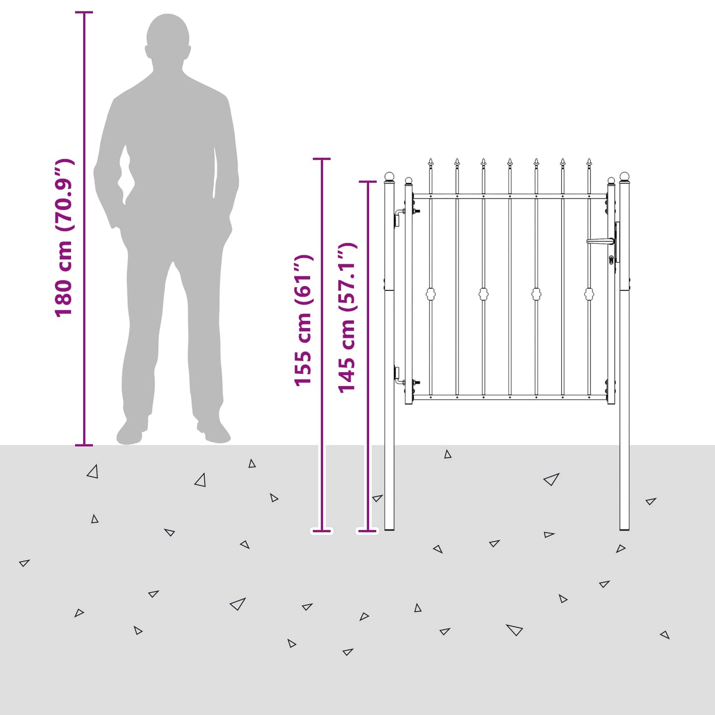 Fence Gate ASTEN 100 x 100 cm Metal Black Lockable