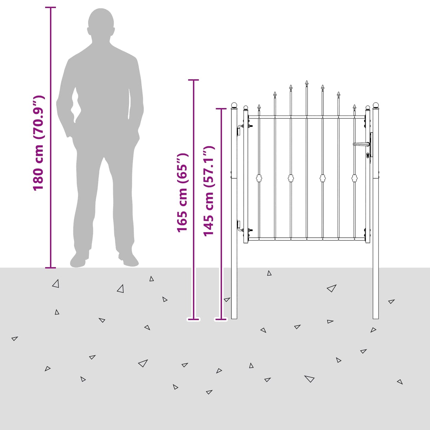 Fence Gate ASTEN 100 x 100 cm Metal Black Lockable